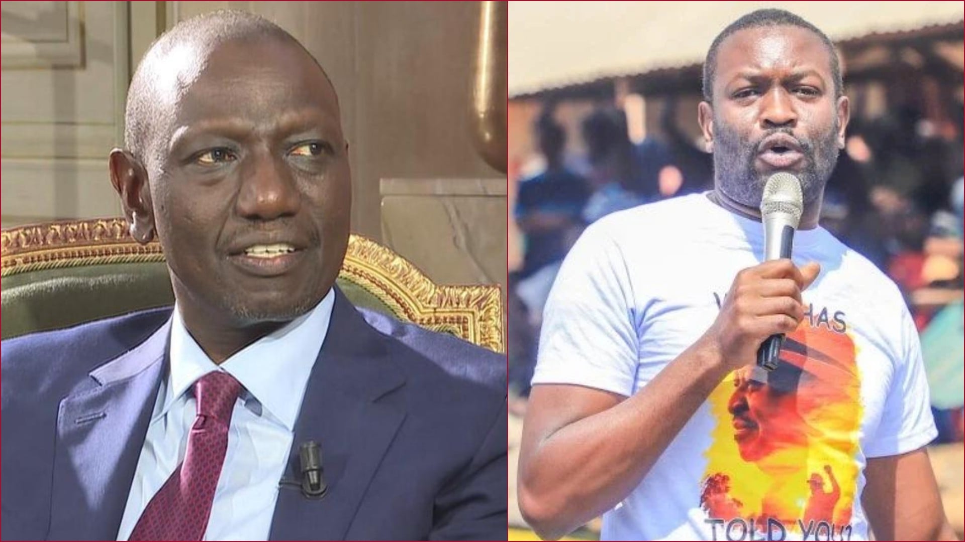 File photos of President William Ruto and Senator Edwin Sifuna.